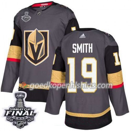 Vegas Golden Knights Reilly Smith 19 2018 Stanley Cup Final Patch Adidas Grijs Authentic Shirt - Mannen